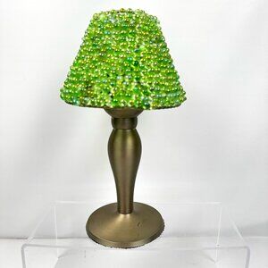 Tea Light Lamp Votive Candle Holder Silver Tone Candlestick Iridescent Green